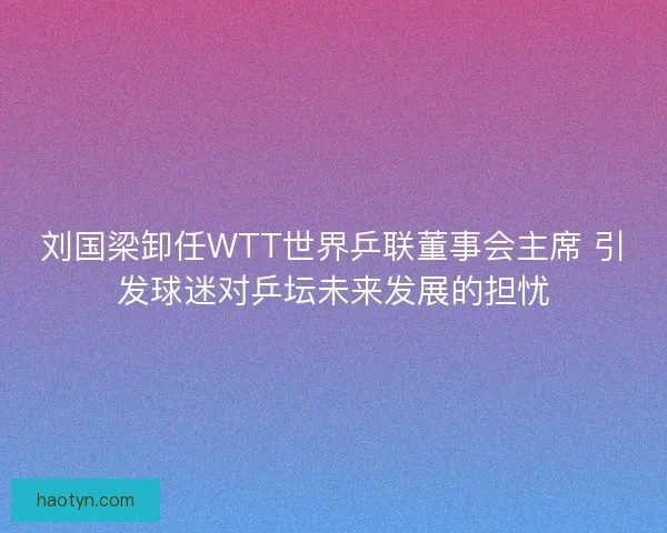 刘国梁卸任WTT世界乒联董事会主席 引发球迷对乒坛未来发展的担忧