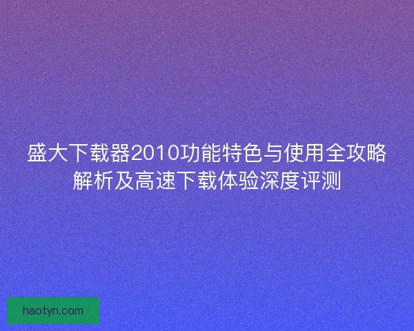 盛大下载器2010功能特色与使用全攻略解析及高速下载体验深度评测