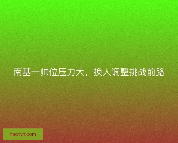 南基一帅位压力大,换人调整挑战前路 南基一帅位压力大,换人调整挑战前路